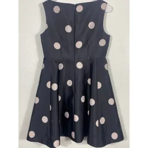 $448 KATE SPADE SPOTLIGHT V NECK BLACK & PINK POLKA DOT DRESS SIZE 8 A-Line thumbnail 5