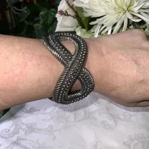 Infinity Heavy Spring Action Stainless Steel & Rhinestones Bracelet thumbnail 5