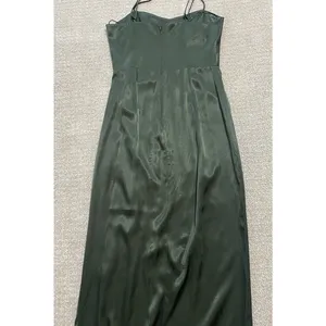 ZARA Green Satin Ruched Sweetheart Slip Midi Dress Spaghetti Strap Size S thumbnail 15
