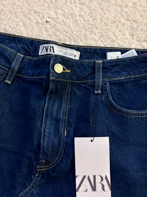NWT Zara dark blue denim mini skirt. Size Large thumbnail 5