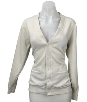 Greyson Women's White Long Sleeve V Neck Button Down Cardigan Sweater Size S thumbnail 1