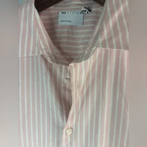 ASOS M Preppy Pastel Pink and White Striped Button Down Shirt thumbnail 5
