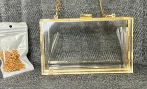Acrylic Clear Gold Clutch Purse thumbnail 1