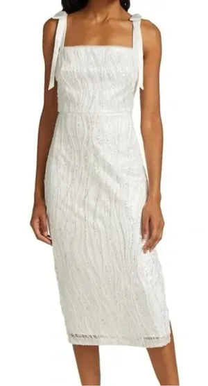 ML Monique Lhuillier Sequin Tie Shoulder Bridal Dress thumbnail 1