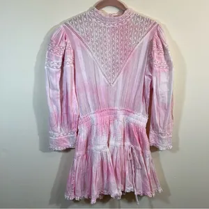 LoveShackFancy Viola Mini Dress Island Pink‎ Hand Tie Dye P thumbnail 3
