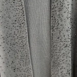 Eileen Fisher S Cardigan Black Beaded Merino Wool Open Front Italian Yarn Luxury thumbnail 5