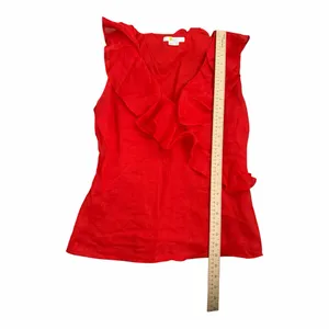 Boden Red Ruffled Sleeveless Top Size 8 thumbnail 3