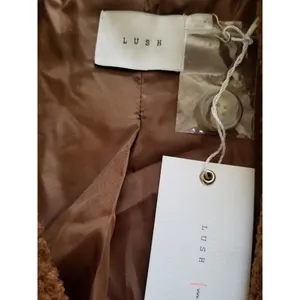 LUSH Women's Teddy Jacket Coat Color-block Brown Cream Pink Size S thumbnail 4