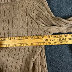 Lauren Ralph Lauren Camel Cable Knit Buckle Cardigan Sweater NWT Medium Designer thumbnail 8