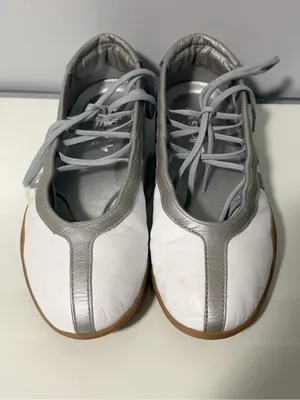 adidas White and Silver Lace-Up Ballet-Style Sneakers thumbnail 6