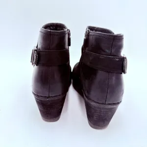 Dansko Women's Black Leather Shirley Buckle Zip Wedge Booties Boots Size 39 / 9 thumbnail 5