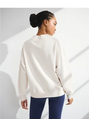 Women's Abercrombie Cream Relaxed Crewneck Sweatshirt thumbnail 4