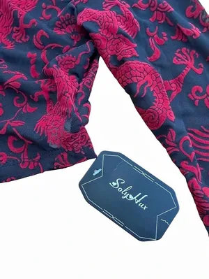 Soly Hux Dragon Print Mesh Crop Top Chinese Frog Button Bell Sleeve NWT Size XS thumbnail 6