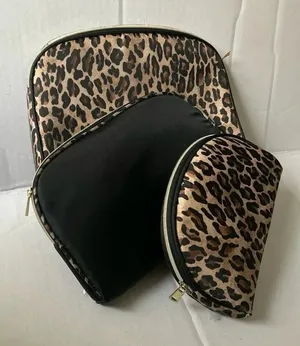 Once Upon A Rose Leopard print 3 Piece Cosmetic Bag thumbnail 1