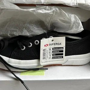 NIB Superga Black Cotu Classic Sneakers with White Accents thumbnail 7
