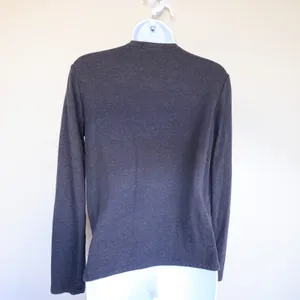 Marine Layer Henley Top Women Small Charcoal Grey Long Sleeve Button Neck Shirt thumbnail 5