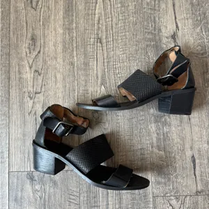 Madewell The Warren Block Heel- Black Leather- Size 7 thumbnail 5