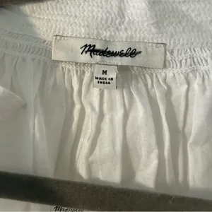Madewell Shirred Long-Sleeve Top in Eyelet White Size Medium NWT thumbnail 8