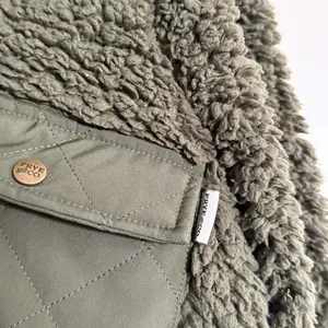 Frye & Co. Green Sherpa Fluffy Jacket Bomber Coat Pockets Zipper Zip-Up Winter thumbnail 7