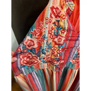 Savannah Jane Dress Embroidered Floral Womens 2XL Pink Rodeo Queen Lined Summer thumbnail 3