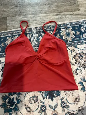 Abercrombie Twist Front Spaghetti Strap Crop Top - Rustic Red thumbnail 4