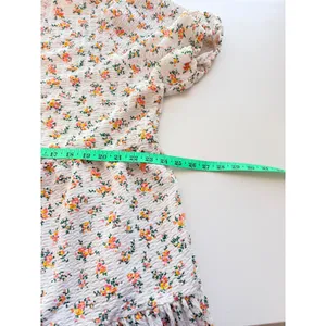 ASOS Dress Sz 16 Floral Smocked‎ Babydoll Crepe Puff Sleeve Tiered Boho thumbnail 9