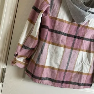 Pink Plaid Hooded Button thumbnail 6