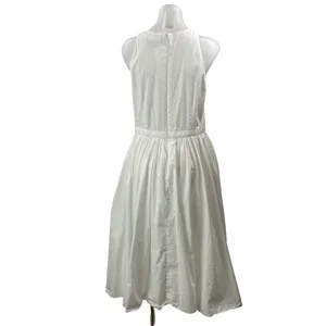 J.Crew Womens White Sleeveless Round Neck Pleated Fit & Flare Midi Dress Size 10 thumbnail 3