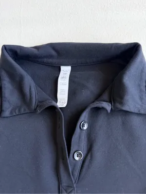 Alo Yoga Black Cropped Polo thumbnail 4