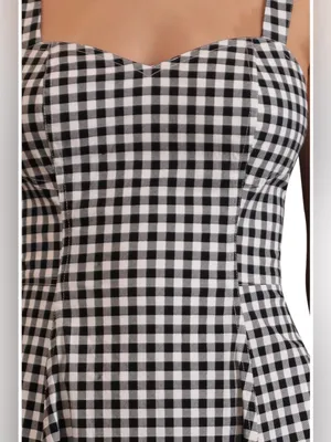 NWT Avec Les Filles Gingham Check Fit and Flare Sweetheart Dress thumbnail 3