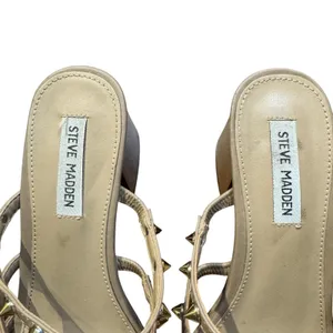 Steve Madden Shoes Womens Size 8 Beige Studded‎ Block Heel Sandals Intricate-S thumbnail 3