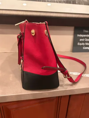 Michael Michael Kors Red and Black Two-Tone Saffiano Satchel with Gold Hardware thumbnail 5