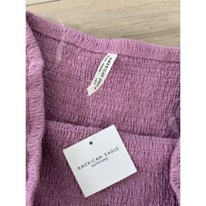 American Eagle Smocked Jumpsuit strapless Purple Mauve L NWT thumbnail 4