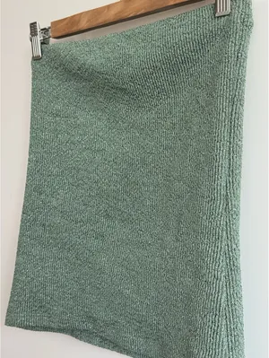 Zara Green Metallic Ribbed Knit Strapless Tube Top Size Medium thumbnail 4