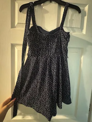 Navy w/ White Polka Dot Romper thumbnail 2