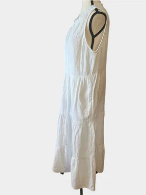 NWT Boden Double Cloth Tiered Maxi Dress White Cotton 8P Medium D0911 thumbnail 7