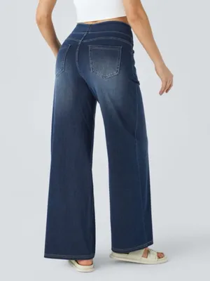 HALARA Flex High Waisted Multiple Pockets Baggy Wide Leg Jeans Size M Tall thumbnail 7