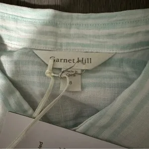 Garnet Hill Linen Light Blue & White Striped Long Sleeve Button Down Top‎ 8 NEW thumbnail 5