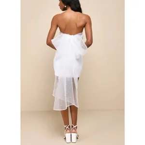 Lulu's - Flawless Entrance Pearl Organza Bow Strapless Mini Dress in White thumbnail 9