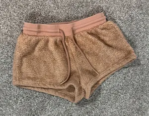 Forever 21 Faux Shearling Teddy Lounge Shorts Brown Large Drawstring Fuzzy thumbnail 1
