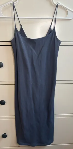 Abercrombie & Fitch Soft A&F Collection Ribbed Mini Bodycon Dress Blue XS thumbnail 1