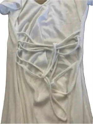 NEW LE LIS short sleeve collared midi dress in ivory S NWT thumbnail 4