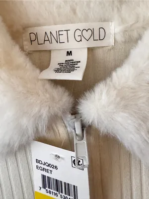 Ribbed Zip-Up Teddy Jacket with Faux Fur Collar - Cream thumbnail 5