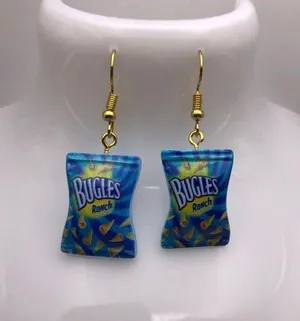 Cute Bugles Chip Bag Earrings Blue thumbnail 2