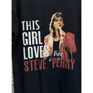 Steve Perry Graphic Short Sleeve T-shirt Size XL Cotton Crew Neck Music Band thumbnail 2