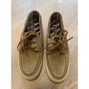 Sperry Top Sider Gold Glitter Suede Leather Boat Shoes Loafers 6.5 thumbnail 2