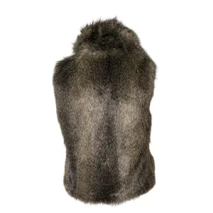 Jack Faux Fur Vest Brown Grey Shawl Collar Luxe Boho Mob Wife Size M thumbnail 3