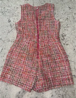 Adelyn Rae Pink Tweed V-Neck Sleeveless Romper thumbnail 5