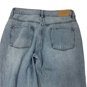 RSQ Low Rise Baggy Jeans Size 25 Distressed Knee Wide Leg Y2K Skater Light‎ Wash thumbnail 3