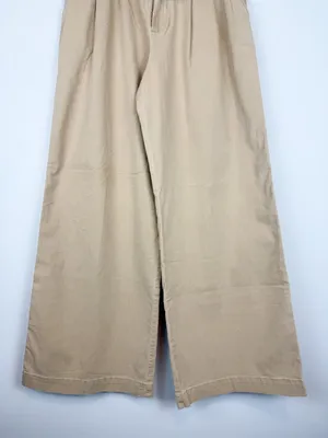 NWT LOFT Wide Leg Loose Fit Pleated Poplin Trouser Pant Tan Size Small thumbnail 4